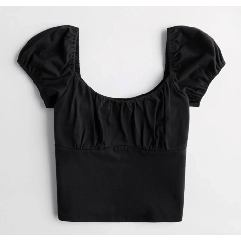 Hollister Puff Sleeve Milkmaid Top‎ Womens Medium Dark Coquette Whimsigoth Boho
